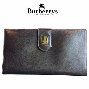 Burberry’s‎ VINTAGE Black Leather Clutch Nova Check Wallet with Box